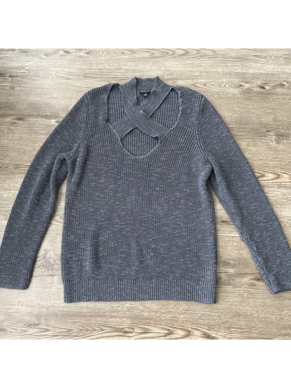 Torrid 1 Cross Front‎ Pullover Sweater Womens 12 Gray Ribbed